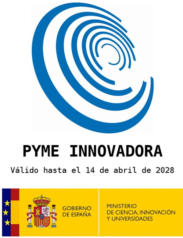 Sello PYME Innovadora · Ministerio de Ciencia, Innovación y Universidades · válido hasta el 14 de abril de 2028